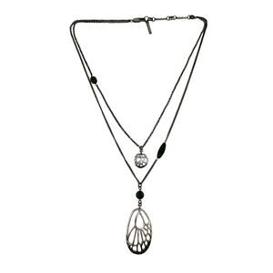 Kenneth Cole Reaction Aventurine Double Strand Layered Silver Tone 18" Necklace